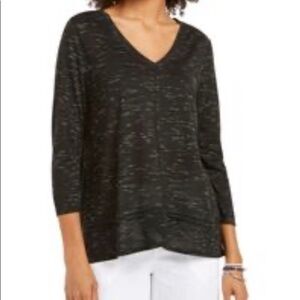 𝅺style & CO spacedye black top. V neck. Size S